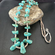 Navajo Royston Turquoise Shell Heishi Bead Necklace | Sterling Silver | 28" | Authentic Native American Handmade | 17449