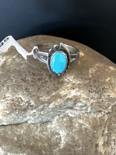 Native American Navajo Blue Turquoise Ring | Sterling Silver | Sz 5.5 | 4449