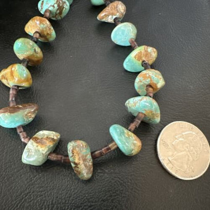 Navajo Royston Turquoise Shell Heishi Bead Necklace | Sterling Silver | 20" | 16956