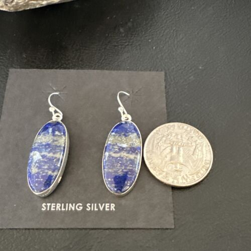 Blue Denim Lapis Dangle Earrings | Sterling Silver | 1" | 15803