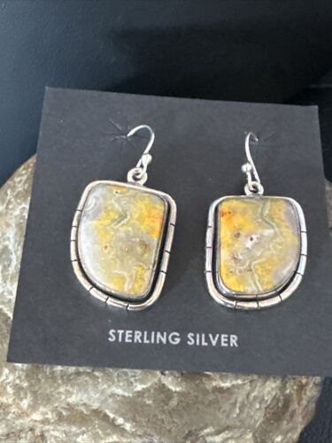 Navajo Bumblebee Jasper Earrings | Sterling Silver | Authentic Native American Handmade | 15835