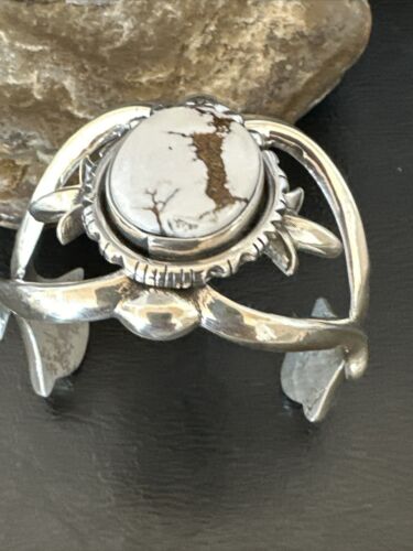 Navajo Wild Horse Turquoise Cuff Bracelet | Sterling Silver | Authentic Native American Handmade | 17218 - Masha USA