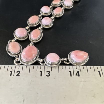 Navajo Pink Conch Lariat Necklace | Sterling Silver Pendant | 23" | Authentic Native American Jewelry | 15456