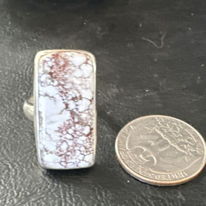 Navajo Wild Horse Turquoise Ring | Sterling Silver | Sz 7 Adjustable | Authentic Native American Handmade | 15543