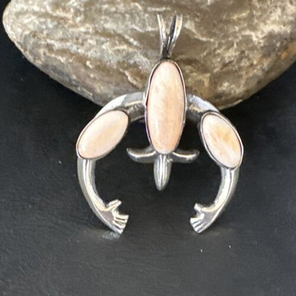 Navajo Pink Conch Necklace with Naja Pendant | Sterling Silver | Authentic Native American Handmade | 15148