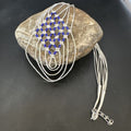 Crisscross Blue Lapis Heishi Necklace | 5 Strand Liquid Sterling Silver | 22" | 15882