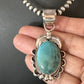 Navajo Pearls Blue Turquoise Necklace Pendant | Sterling Silver | Authentic Native American Handmade | 14881