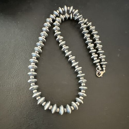 Navajo Pearl Sterling Silver Saucer Bead Necklace | Hand Strung 8mm | 19" | 17436