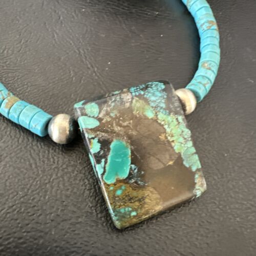 Navajo SpiderWeb Turquoise Heishi Pearls Necklace | Sterling Silver | 20" | Authentic Native American Handmade | 17098