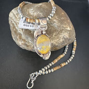 Navajo Bumblebee Jasper Pendant Necklace | Sterling Silver | Authentic Native American Handmade | 01359