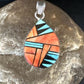 Women's Blue Turquoise & Spiny Oyster Inlay Pendant | Navajo Sterling Silver | Authentic Native American Jewelry | 15196