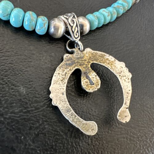 Navajo Blue Turquoise Naja Pendant Necklace | Sterling Silver | Authentic Native American Handmade | 17250 - Masha USA
