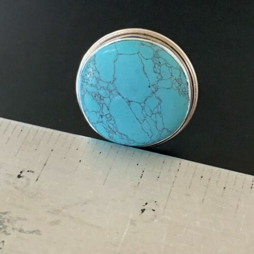 Navajo Spiderweb Blue Turquoise Ring | Sterling Silver | Sz 9 | Authentic Native American Handmade | 11435
