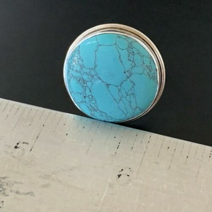 Navajo Spiderweb Blue Turquoise Ring | Sterling Silver | Sz 9 | Authentic Native American Handmade | 11435