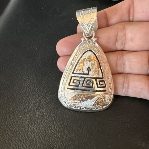 Hopi Gold Pendant | Sterling Silver | 12K GP | Authentic Native American Handmade | 15166