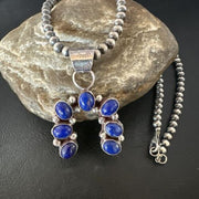 Navajo Horseshoe Naja Blue Lapis Pendant Necklace | Sterling Silver | Authentic Native American Handmade | 15752