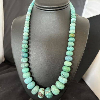 New Blue Turquoise Graduated Navajo Pearls Necklace | Sterling Silver | Authentic Native American | 23" | 16596