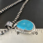 Men's Blue Kingman Turquoise Pendant Necklace | Navajo Pearls | Sterling Silver | Native American Handmade | 16020