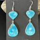 Navajo Blue Kingman Turquoise Dangle Earrings | Sterling Silver | Authentic Native American Handmade | 15106