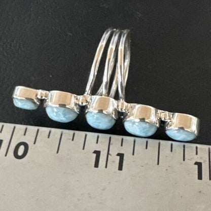 Navajo Blue Larimar Multi-Stone Ring | Authentic Native American Sterling Silver | Multi-Stone | Sz 8.5 | 16006