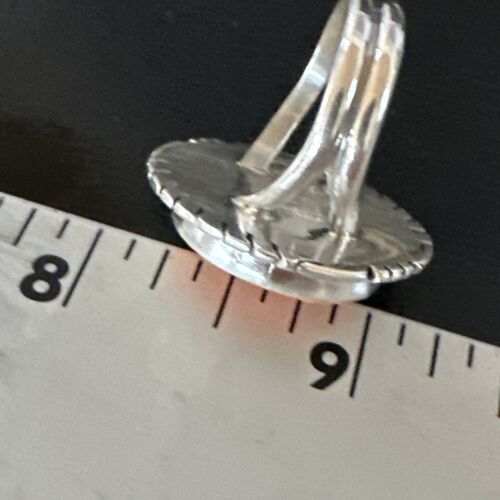 Navajo Orange Spiny Oyster Ring | Sterling Silver | Sz 7.5 | Authentic Native American Handmade | 16029