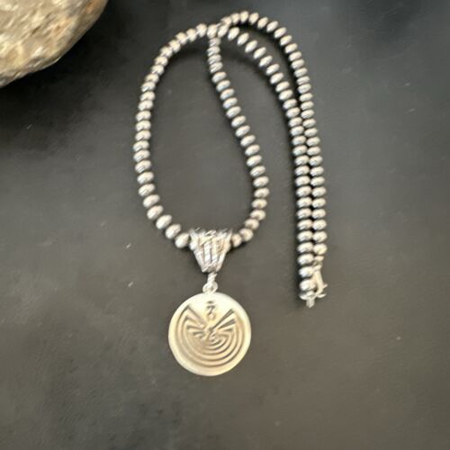 Hopi Man in the Maze Pendant | Sterling Silver Necklace | Authentic Native American Handmade | 16906