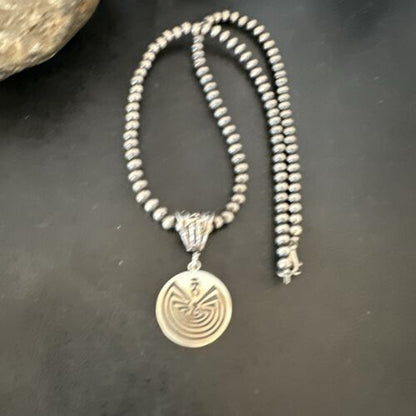 Hopi Man in the Maze Pendant | Sterling Silver Necklace | Authentic Native American Handmade | 16906