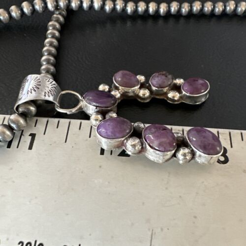 Navajo Horseshoe Naja Purple Sugilite Pendant Necklace | Sterling Silver | Authentic Native American Handmade | 15750