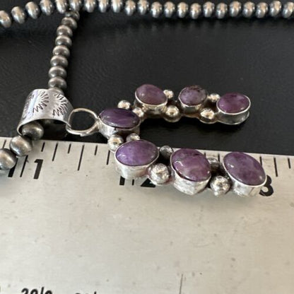 Navajo Horseshoe Naja Purple Sugilite Pendant Necklace | Sterling Silver | Authentic Native American Handmade | 15750