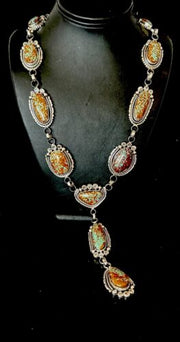 Navajo XL Blue Turquoise #8 Squash Blossom Necklace | Sterling Silver | 18" | Authentic Native American Handmade | 17205