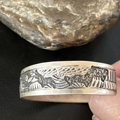 Navajo Stamped Cuff Bracelet | Sterling Silver | Authentic Native American Handmade | 16969