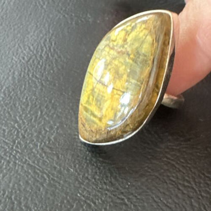 Navajo Sterling Silver Adjustable Coffee Tiger's Eye Ring | Sz 10 | 16056