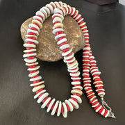 Navajo Sterling Silver Blue Howlite & Red Coral Necklace | Authentic Native American | 30"