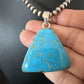 Blue Kingman Turquoise Pendant | Navajo Pearls | Sterling Silver Necklace 20" | 17009