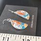 Navajo Blue Turquoise & Orange Spiny Oyster Inlay Dangle Earrings | Sterling Silver | 15584