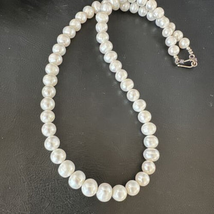 Handmade White Freshwater Pearl Bead Necklace | Sterling Silver | 21" | 17368