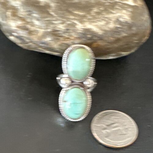 Navajo Blue Dry Creek Turquoise Multi-Stone Ring | Authentic Native American Sterling Silver | Sz 9 | 16735