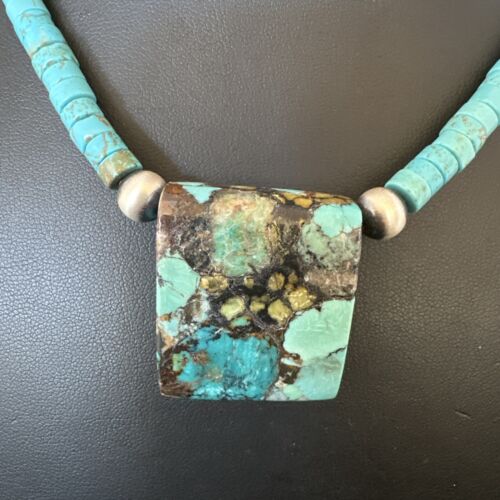 Navajo SpiderWeb Turquoise Heishi Pearls Necklace | Sterling Silver | 20" | Authentic Native American Handmade | 17096