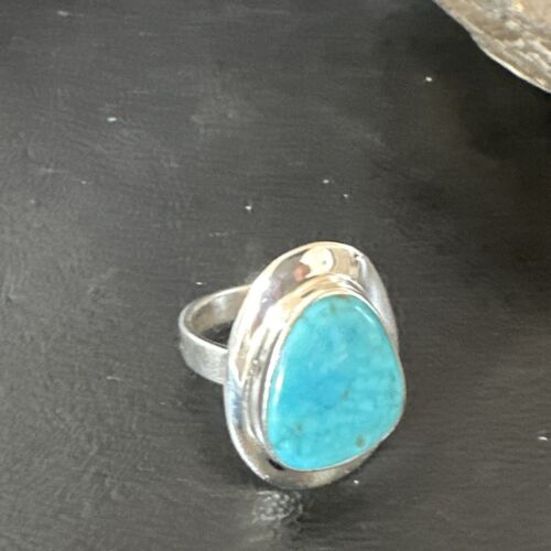 Navajo Blue Kingman Turquoise Ring | Sterling Silver | Sz 10 | Authentic Native American Handmade | 16581