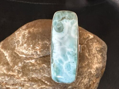 Navajo Blue Larimar Ring | Sterling Silver | Sz 10 | Authentic Native American Handmade | 17586