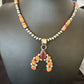 Navajo Pearls Orange Spiny Oyster Naja Pendant | Sterling Silver Necklace | Authentic Native American Handmade | 16802