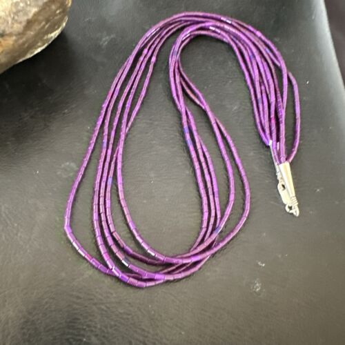 Stabilized Sugilite 5-Strand Heishi Necklace | Sterling Silver Tube | 19" | 17172