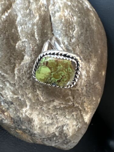 Navajo Green Gaspeite Ring | Sterling Silver | Sz 7 | Authentic Native American Handmade | 16401