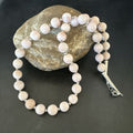 Navajo Pink Conch 10mm Bead Necklace | Sterling Silver | 18" | Authentic Native American Handmade | 17545