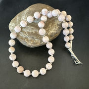 Navajo Pink Conch 10mm Bead Necklace | Sterling Silver | 18" | Authentic Native American Handmade | 17545
