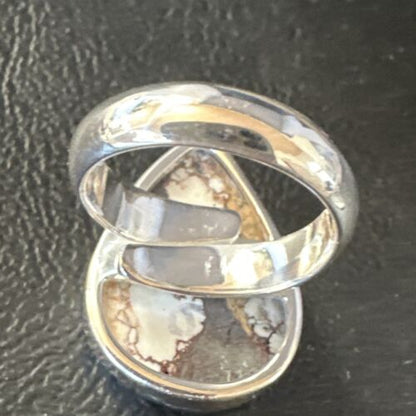 Navajo Wild Horse Turquoise Ring | Sterling Silver | Sz 7 Adjustable | Authentic Native American Handmade | 15548 - Masha USA