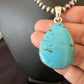 Blue Kingman Turquoise Pendant | Navajo Pearls | Sterling Silver Necklace 20" | 16672