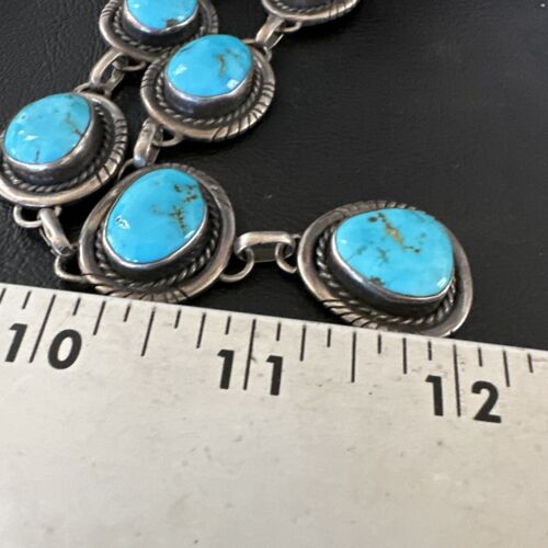 Navajo Lariat Necklace with Blue Kingman Turquoise | Sterling Silver | 26" | 15907