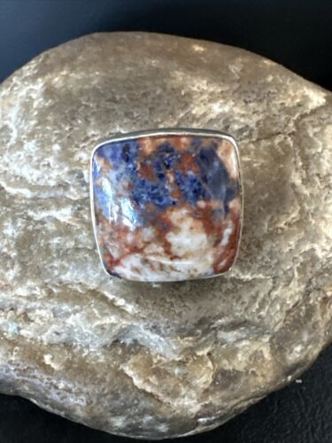 Navajo Blue Lapis Square Ring | Sterling Silver | Sz 6 | Authentic Native American Handmade | 16434
