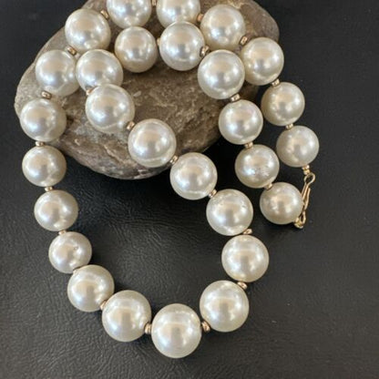 White Freshwater Pearl Necklace | Gold Filled Beads | 17" | 17367